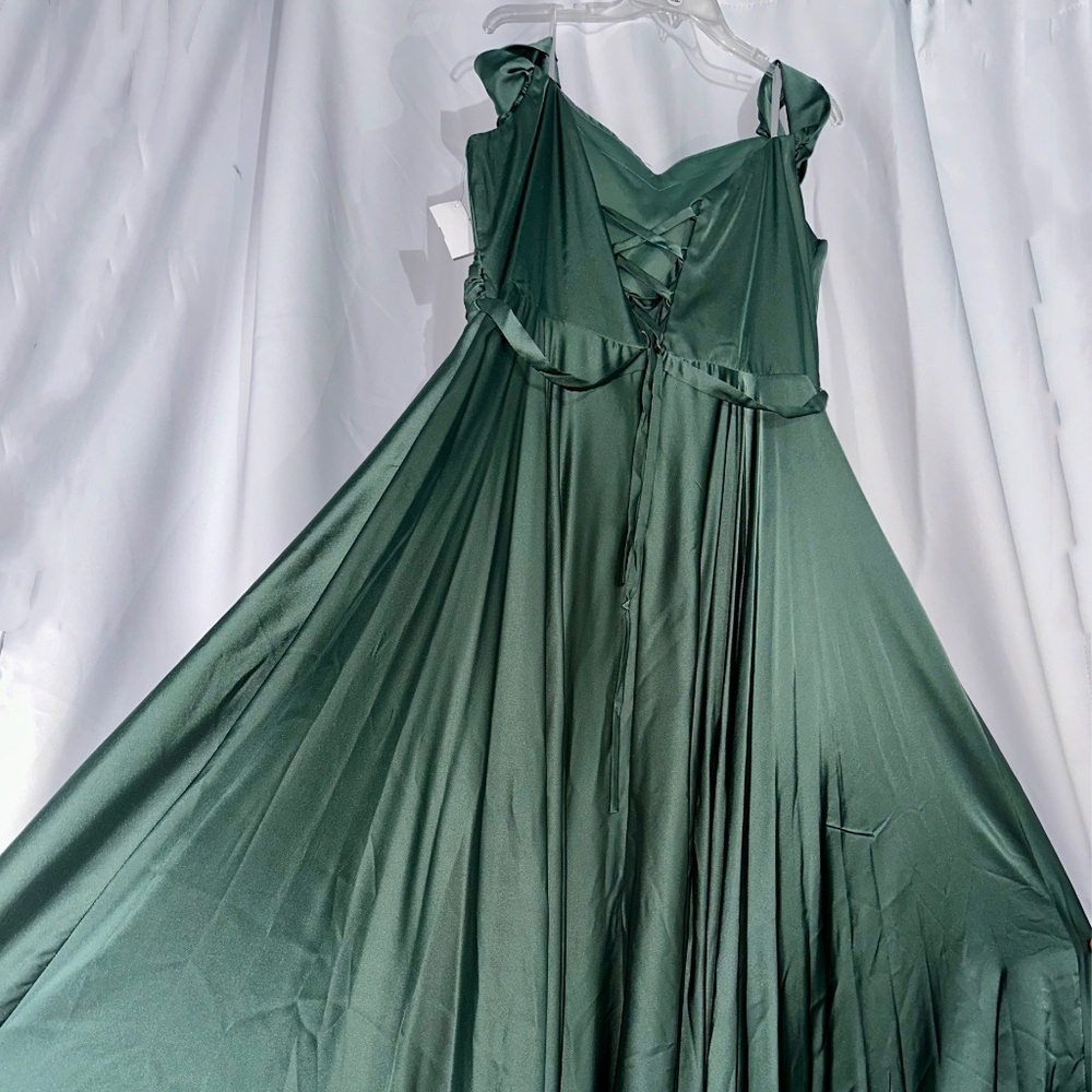 Satin off the shoulder gown